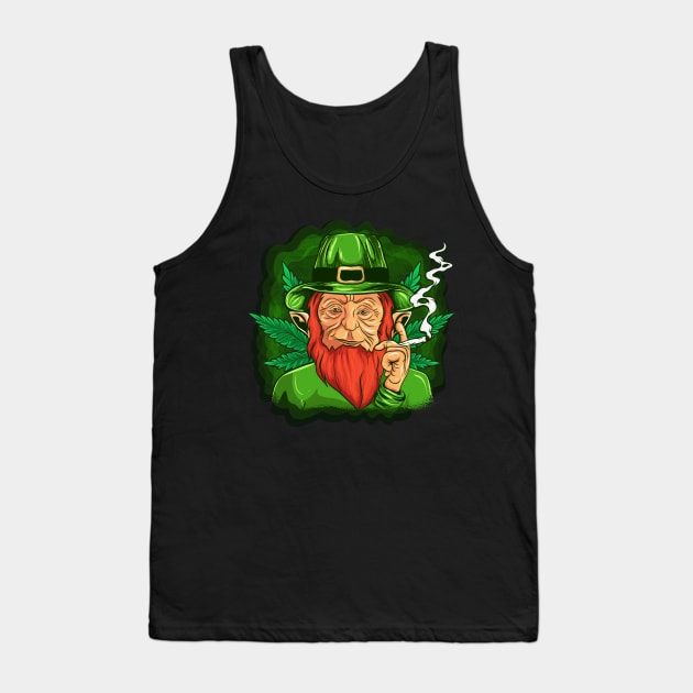 St Patricks Day Leprechaun Marijuana Cannabis Tank Top by E